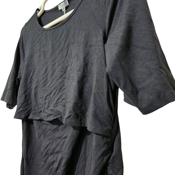 Pokkori Kimi Kai Maternity Dress Size XL Black Stretch Short Sleeve - Picture 3 of 12